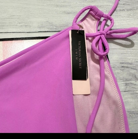 Victoria Secret-Malibu Side String Tie Swim Bikini Bottoms (Berry)-XL - Picture 2 of 3